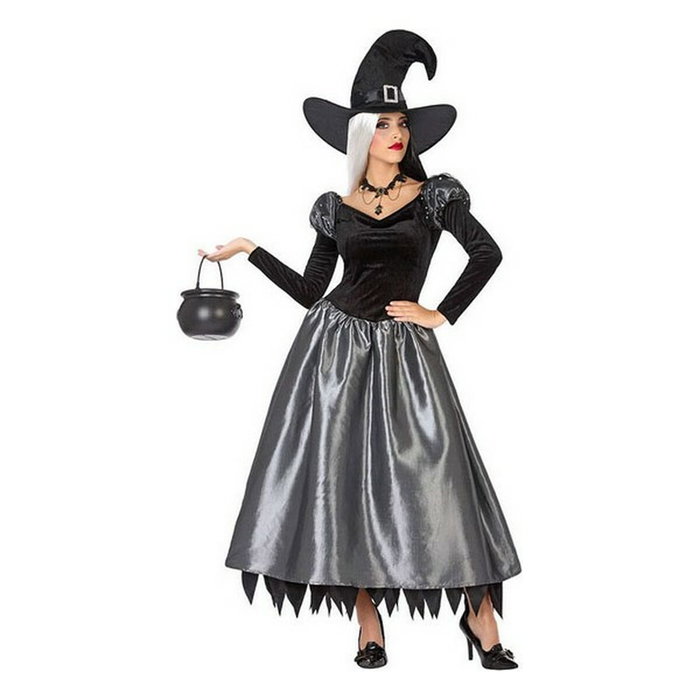 Otros Disfraz de Bruja Plateada para Halloween Mujer Adulto Talla XL - Vestido y Sombrero de Punta