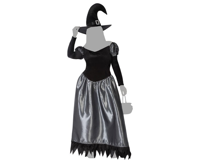Otros Disfraz de Bruja Plateada para Halloween Mujer Adulto Talla XL - Vestido y Sombrero de Punta