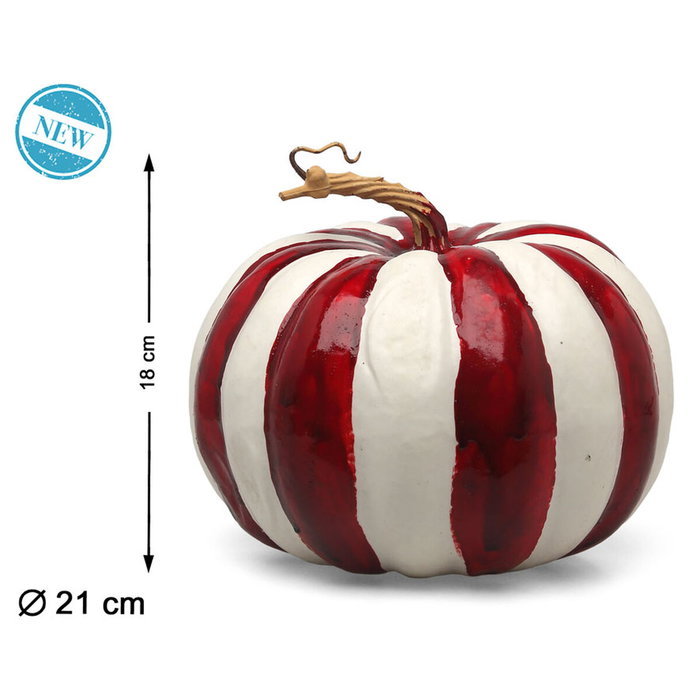 Atosa Calabaza Decorativa a Rayas Rojo y Blanco, 21 cm Atosa Calabaza Decorativa a Rayas Rojo y Blanco, 21 cm