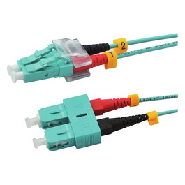 RED 2716-10-0021 Cable de conexión dúplex LWL LC/SC 1 m OM3 Aqua para fibra óptica multimodo, full duplex, LSZH