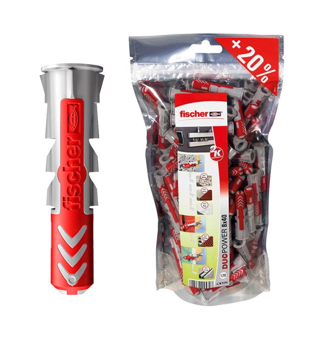 Fischer Taco Duopower ø8 x 40 mm, bolsa 120 uds Fischer Taco Duopower ø8 x 40 mm, bolsa 120 uds