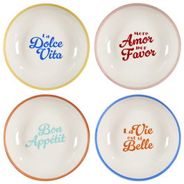 Home Deco Factory Juego de 4 Platos Hondos Dolce Vita Cerámica Diámetro 20 cm