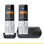 Gigaset COMFORT 500A duo Teléfono DECT/analógico con contestador automático, manos libres e identificador de llamadas, Negro/Plata