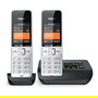 Gigaset COMFORT 500A duo Teléfono DECT/analógico con contestador automático, manos libres e identificador de llamadas, Negro/Plata