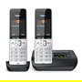 Gigaset COMFORT 500A duo Teléfono DECT/analógico con contestador automático, manos libres e identificador de llamadas, Negro/Plata