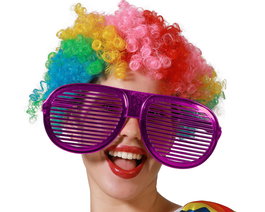 Gafas Fucsia Metalizado XXL Mujer Adulto Carnaval Fiesta Disfraz Rejilla Futurista