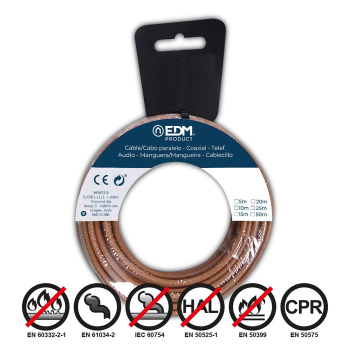 Edm Carrete de Cablecillo Flexible H07Z1-K 4 mm² Marrón 25m Edm Carrete de Cablecillo Flexible H07Z1-K 4 mm² Marrón 25m