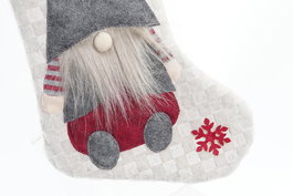 DKD Home Decor Calcetín Navidad Tradicional Blanco Rojo Gris 2x47x24 cm Pack 12 Unidades