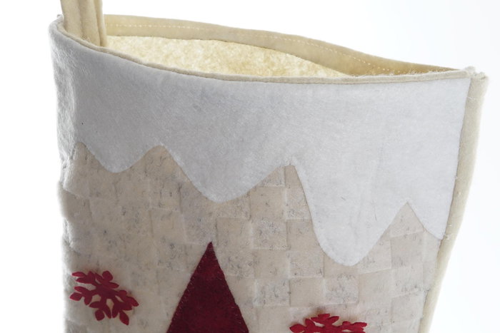 DKD Home Decor Calcetín Navidad Tradicional Blanco Rojo Gris 2 x 47 x 24 cm (12 Unidades)