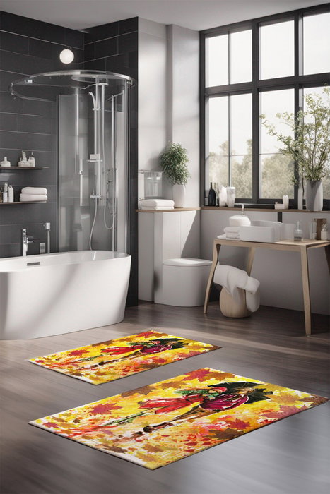 Mijölnir CT-5129 Juego de Alfombrillas de Baño de 2 Piezas, Poliéster, Antideslizante, Antibacteriano, Lavable a Máquina, 40x60cm y 60x100cm