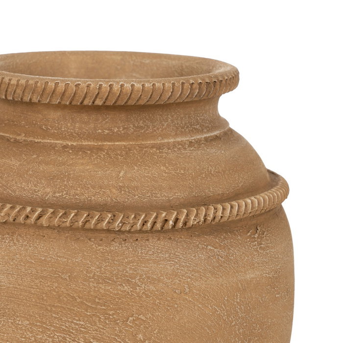 Tinaja Beige Cerámica Decoración 27 X 27 X 37 cm