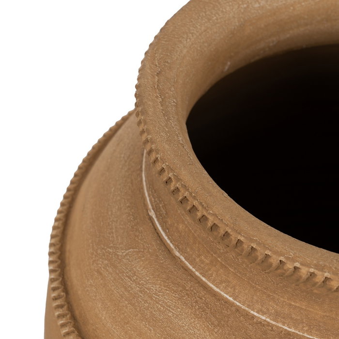 Tinaja Beige Cerámica Decoración 27 X 27 X 37 cm