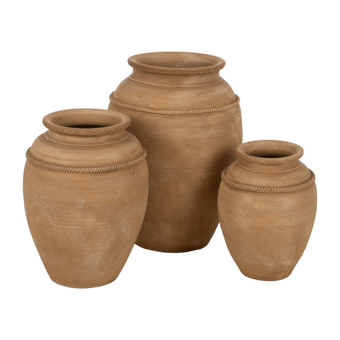 Tinaja Beige Cerámica Decoración 27 X 27 X 37 cm