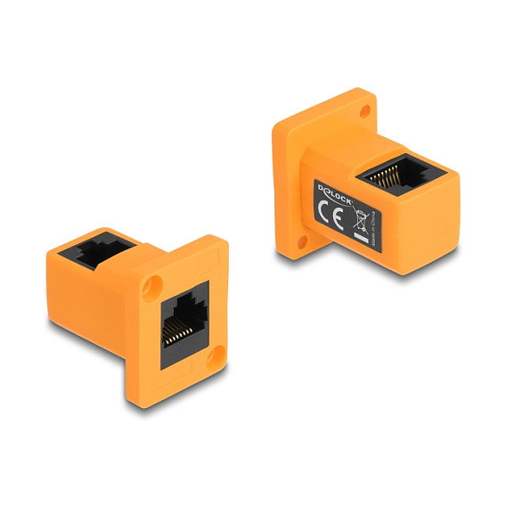 DeLOCK Módulo de cambio de género RJ45 hembra a hembra tipo D naranja 90°