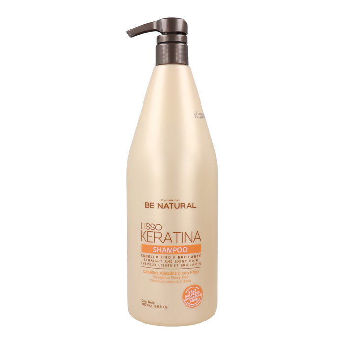 Be Natural Placenta Life Lisso Keratina Champu 1000 ml para Cabellos Alisados y Encrespados Be Natural Placenta Life Lisso Keratina Champu 1000 ml para Cabellos Alisados y Encrespados
