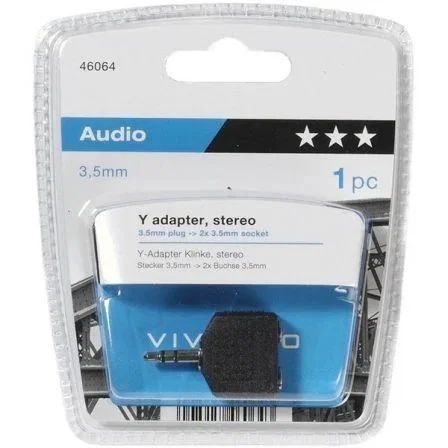 Adaptador Estéreo Vivanco 46064/ Jack 3.5 Macho - 2x Jack 3.5 Hembra