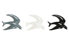 DKD Home Decor Decoración de Pared de Porcelana Golondrina (Surtido de 3) de 25x7x19 cm