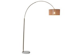 DKD Home Decor Lámpara Pie Moderno Ratán Mármol Natural Blanco Dorado 126x40x193 cm