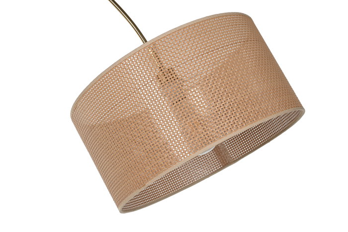 DKD Home Decor Lámpara Pie Moderno Ratán Mármol Natural Blanco Dorado 126x40x193 cm