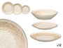 Vessia Vajilla 12 Piezas Patinada en Color Marrón y Blanco, Cerámica (Porcelana) - 27x15x27 cm (Set de 2)