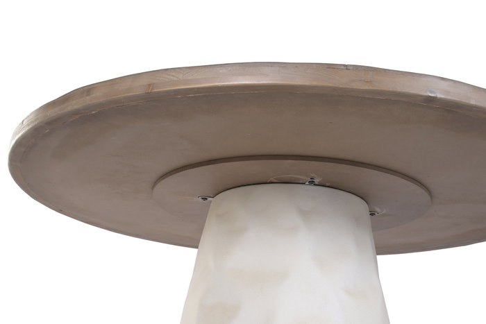 DKD Home Decor Mesa Redonda de Comedor Urbana, Madera y Metal, 120 cm, Color Marrón y Blanco, 76 cm de Alto