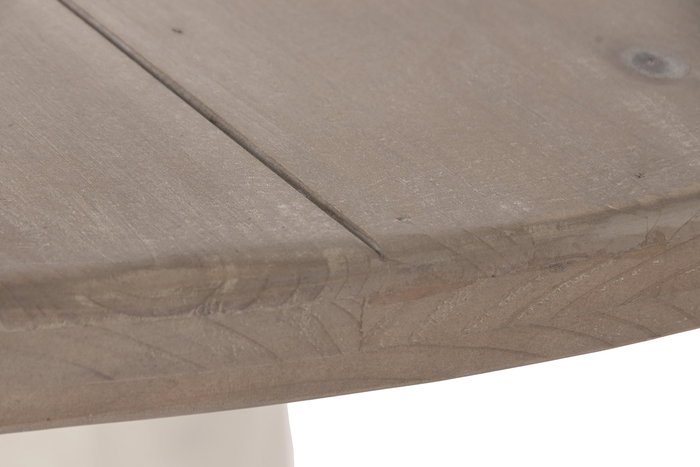 DKD Home Decor Mesa Redonda de Comedor Urbana, Madera y Metal, 120 cm, Color Marrón y Blanco, 76 cm de Alto
