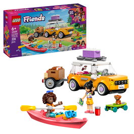 LEGO 42659 Friends Amistad Excursión en Coche por Carretera con Remolque, 2 Minipersonajes y Figura de Cachorrita - Juego de Construcción Aventura +6 Años