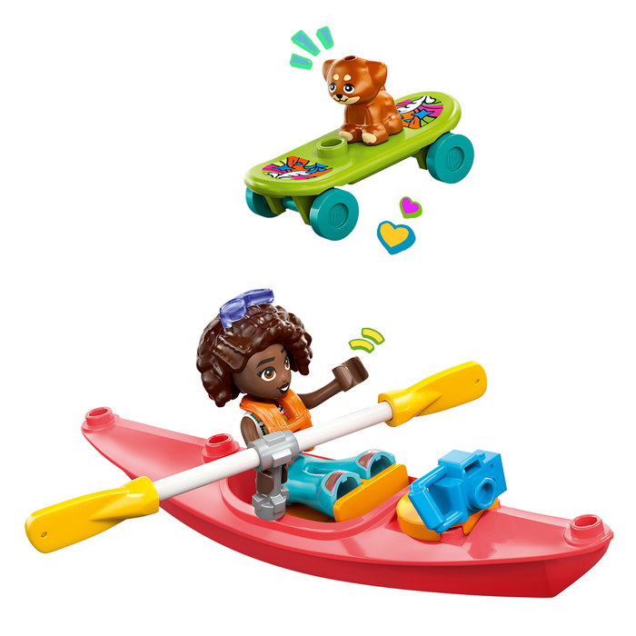 LEGO 42659 Friends Amistad Excursión en Coche por Carretera con Remolque, 2 Minipersonajes y Figura de Cachorrita - Juego de Construcción Aventura +6 Años