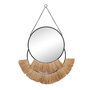 DKD Home Decor Espejo de Metal y Fibra con Flecos Natural/Negro 55x2,5x83 cm