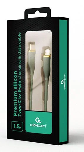 Gembird CC-USB2S-CM8PM-1.5M-G Cable de carga y datos USB-C a Lightning 1.5 m, Verde, para iPhone y iPad