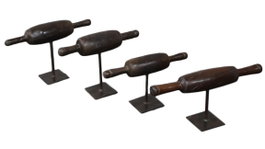 DKD Home Decor Decoración de Madera y Metal Rodillo Marrón Oscuro