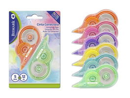 Corrector Cinta Bismark Pastel 5 Mm X 12 M Blister De 2 (Set de 12)