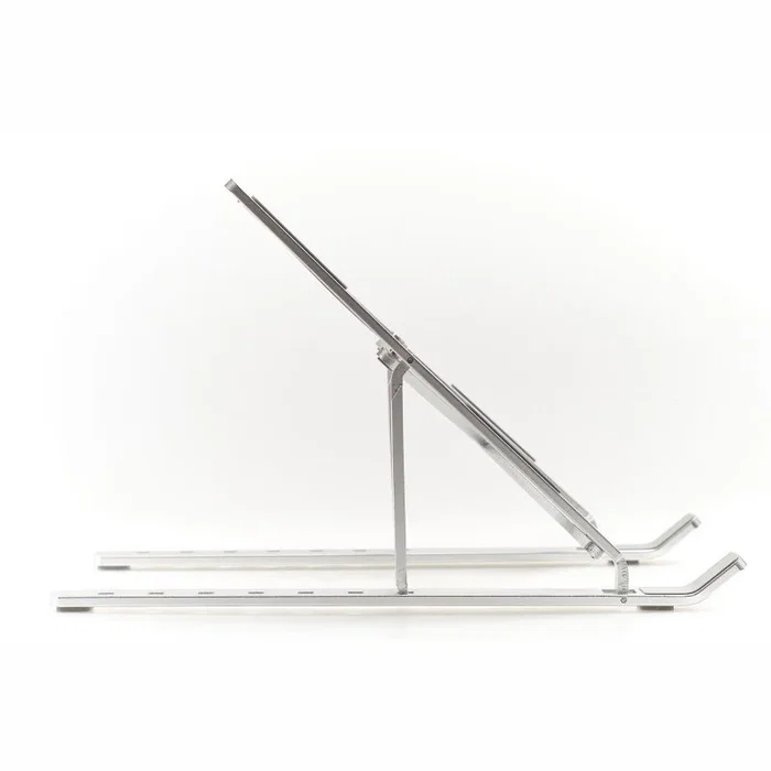 Iggual IGG318195 Soporte Portátil Plegable para Laptop y Tablet de Aluminio Plata, Ajustable con 7 Ángulos, Hasta 17 Pulgadas, Incluye Bolsa de Viaje