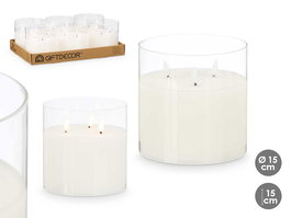 Giftdecor Vela Led 3 Luces en Vaso de Cristal 15x15x15 cm (Set de 6)