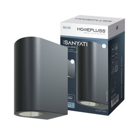 HomePluSS Aplique de pared Serie Sanyati redondo 2 luces GU10 Negro