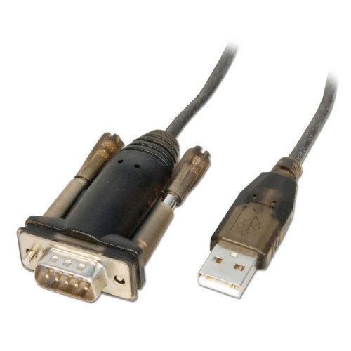 Lindy 42855 Cable de Serie USB Tipo A a RS-232 DB9 Macho 1,5 m Gris Transparente