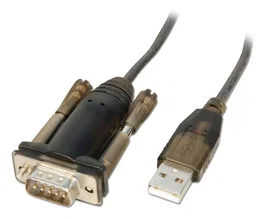 Lindy 42855 Cable de Serie USB Tipo A a RS-232 DB9 Macho 1,5 m Gris Transparente