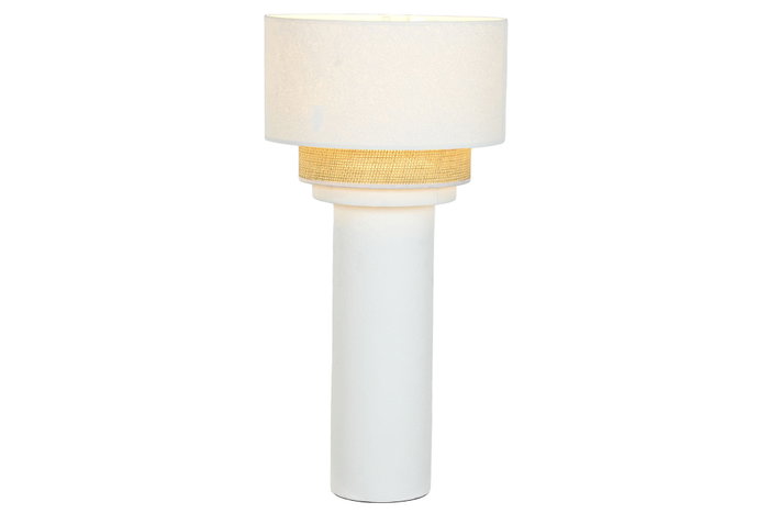 DKD Home Decor Lámpara de Pie Blanca Natural Cerámica y Poliéster 42 x 42 x 85 cm