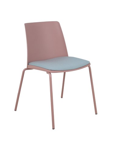 PIQUERAS Y CRESPO Pack de 4 sillas Orgaz, carcasa rosa y asiento gris claro