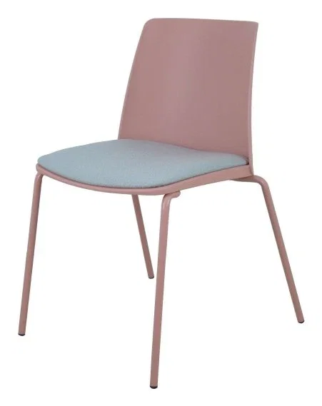 PIQUERAS Y CRESPO Pack de 4 sillas Orgaz Bali gris claro con carcasa y chasis rosa PIQUERAS Y CRESPO Pack de 4 sillas Orgaz Bali gris claro con carcasa y chasis rosa