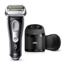 Braun Series 9 Sport 9352cc Afeitadora Eléctrica Recargable con Base de Carga y Limpieza, 4 Cabezales, para Uso en Seco y Mojado, Negro y Gris