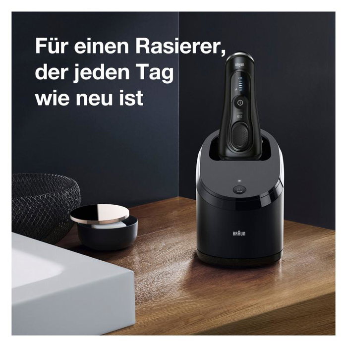 Braun Series 9 Sport 9352cc Afeitadora Eléctrica Recargable con Base de Carga y Limpieza, 4 Cabezales, para Uso en Seco y Mojado, Negro y Gris