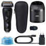Braun Series 9 9352cc Sport Máquina de Afeitar Eléctrica con Estación de Limpieza y Carga - 4 Cabezales, Negro/Gris, Incluye Maletín de Viaje