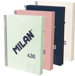 MILAN Pack de 4 Bloques A4 de 120 Hojas con Tapa Extradura y Colores Surtidos