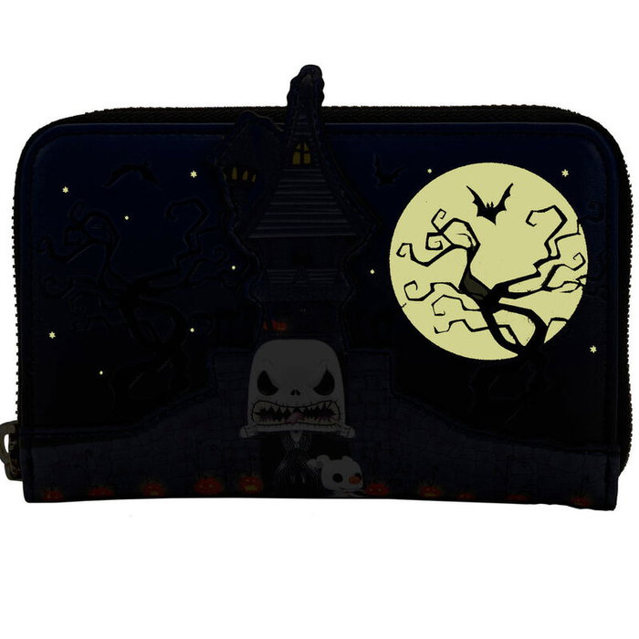 Loungefly Cartera Jack Skellington Pesadilla Antes de Navidad Disney, Cartera con Cremallera de Cuero Vegano