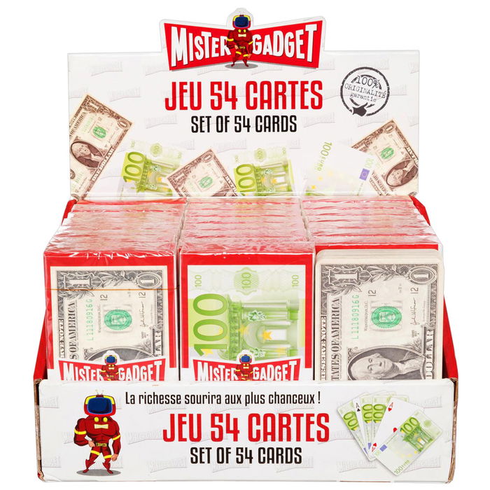 Mister Gadget Baraja 54 Cartas Billetes Colección Casino Medida 5.5x10cm