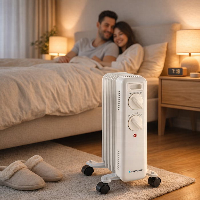 BLAUPUNKT Radiador de Aceite, 5 Elementos, 1000W, Calefactor Eléctrico, Altura 45 cm, Calefacción para Hogar