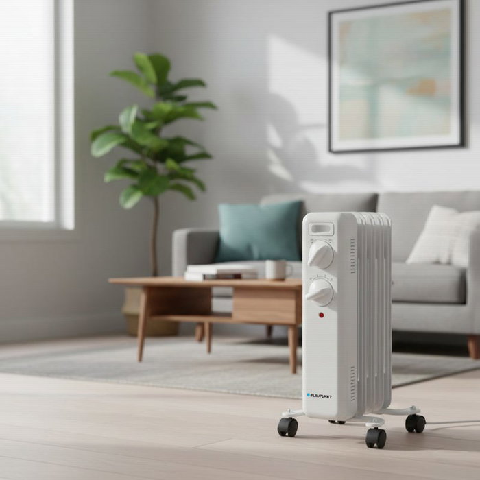 BLAUPUNKT Radiador de Aceite, 5 Elementos, 1000W, Calefactor Eléctrico, Altura 45 cm, Calefacción para Hogar