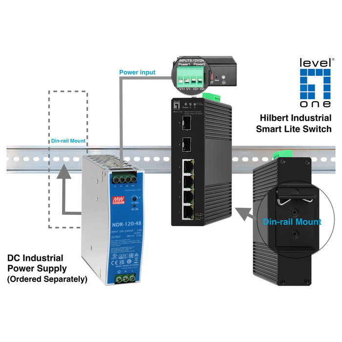Level One IGS-2106 Switch Industrial Gigabit Smart Lite de 6 Puertos Level One IGS-2106 Switch Industrial Gigabit Smart Lite de 6 Puertos