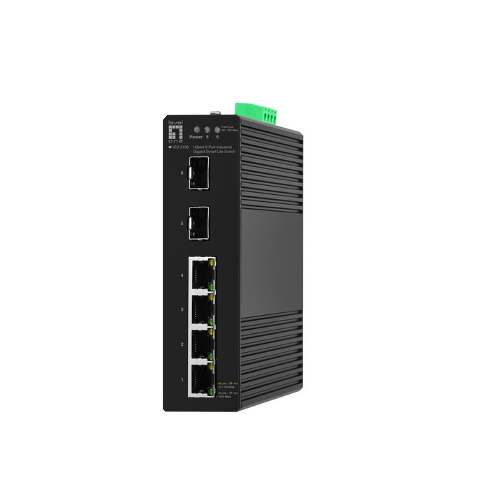 Level One IGS-2106 Switch con 4 puertos Gigabit Ethernet y 2 SFP, Negro